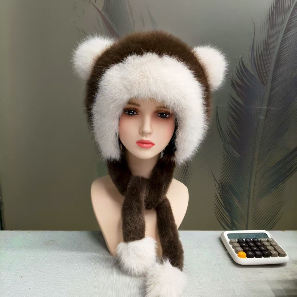 Winter Trapper Hat - Polyester Malzeme Suni Kürk Trapper Şapka