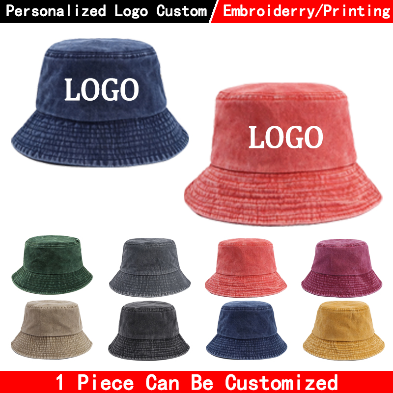 Bucket Hat Cotton - Özel logolu denim kova şapka, moda