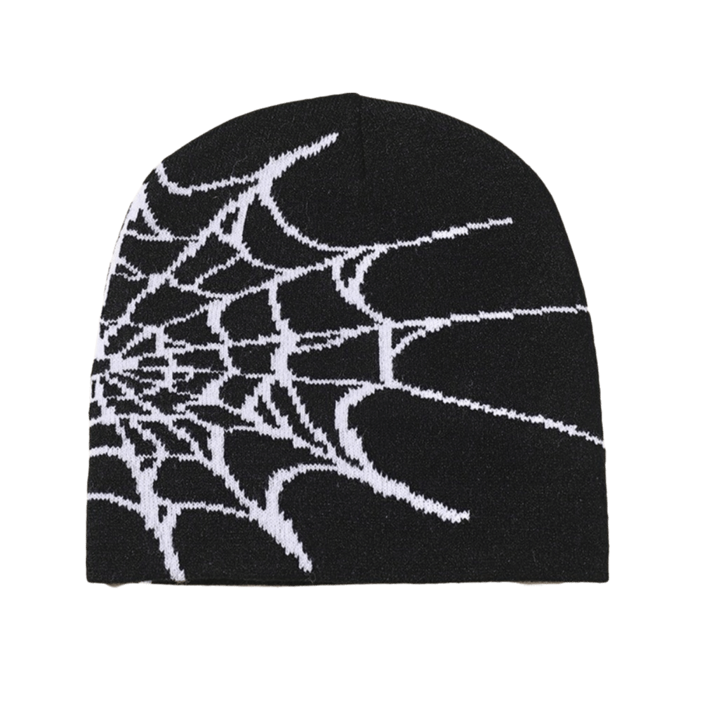Beanie Cuffed Knit - Gotik Yumuşak Örümcek Ağı Desenli Bere