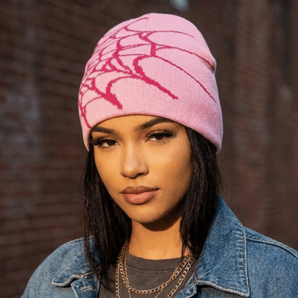 Y2K Yumuşak Örümcek Ağı Desenl - Beanie Cuffed Knit incelemesi ve fiyatı