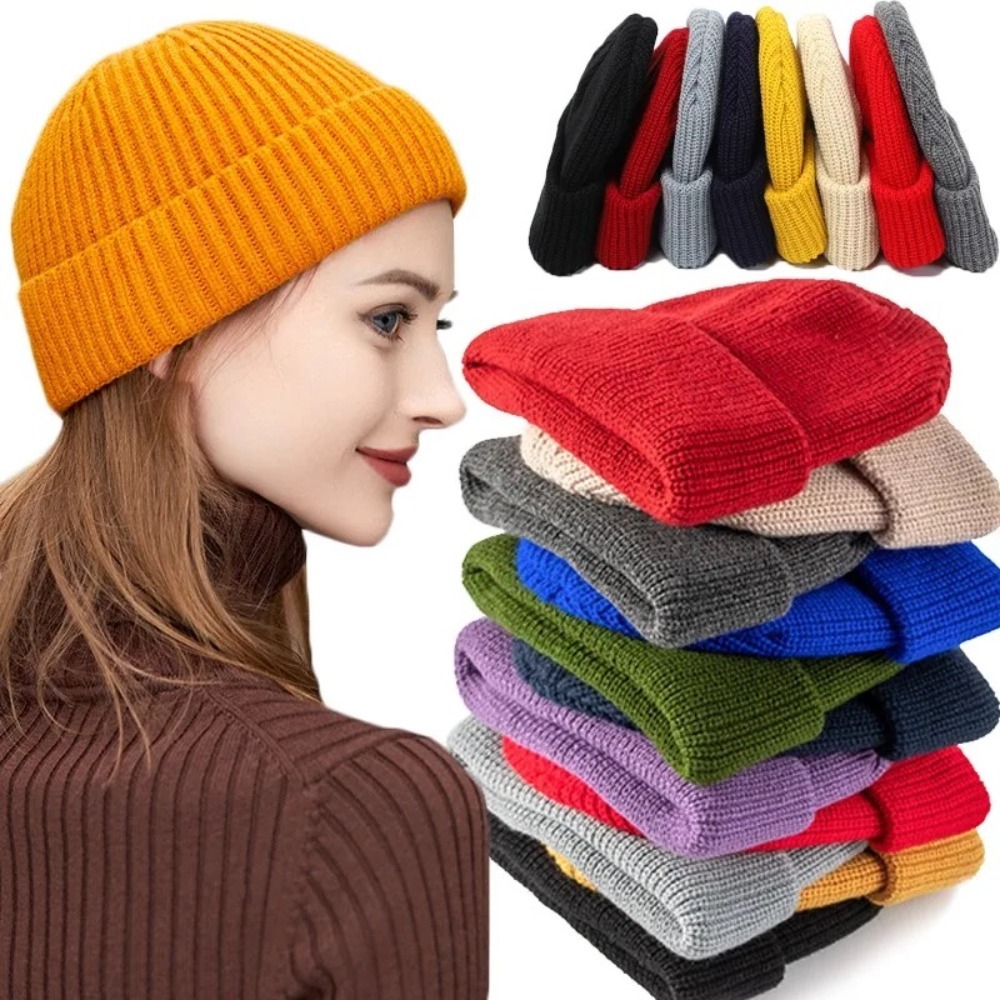 Sonbahar Kış Unisex Düz Renk M - Beanie Cuffed Knit incelemesi ve fiyatı